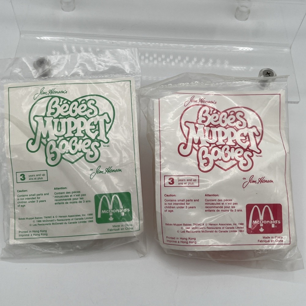 Vintage McDonald's Muppet Babies Happy Meal Toys Kermit The Frog Miss Piggy 1986